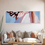 Butterfly Wing, White Dress, Canvas Print, Nature Art, Bohemian Wall Decor, Feminine Aesthetic, Delicate Artwork, Whimsical Painting