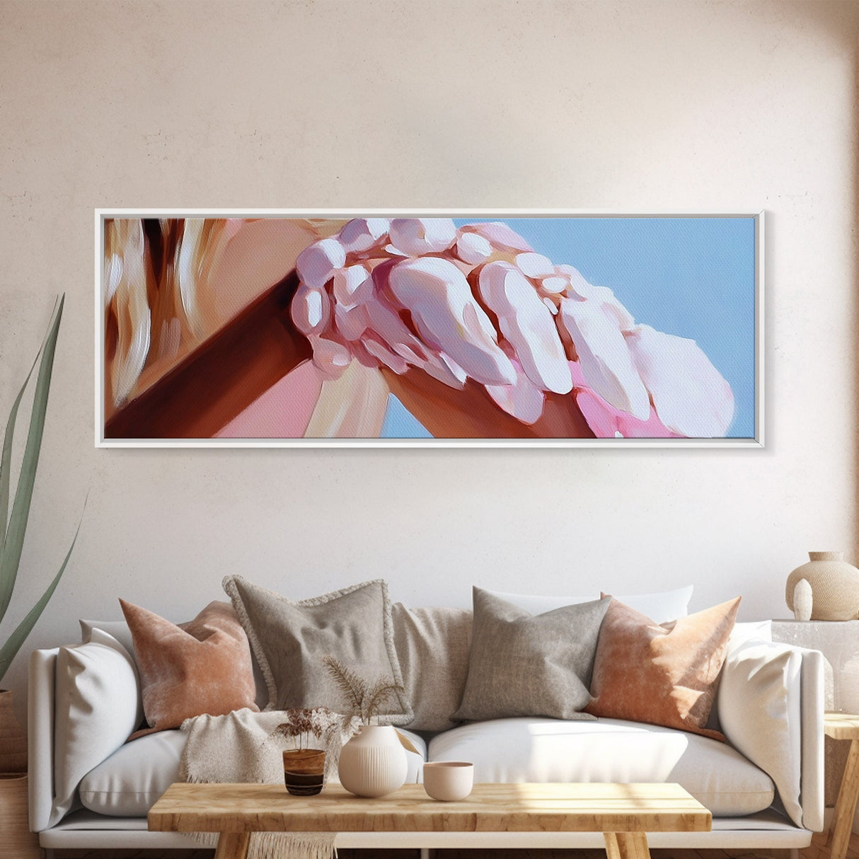 Seashell Bracelet, Coastal Jewelry, Ocean Inspired Art, Framed Canvas Print, Boho Decor, Minimalist Aesthetic, Summer Wall Artwork