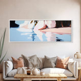 Water Reflection, Feminine Silhouette, Surreal Dreamscape, Pastel Painting, Canvas Print, Bedroom Wall Art, Modern Aesthetic Decor