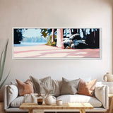 Forest Path, Sunlit Trees, Serene Nature, Framed Canvas Print, Tranquil Wall Art, Modern Landscape, Living Room Art, Cozy Decor