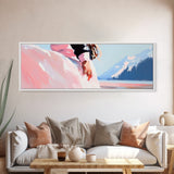 Pink Dress, Mountains, Canvas Print, Romantic Wall Art, Minimalist Painting, Bedroom Decor, Feminine Art, Modern Home Aesthetic