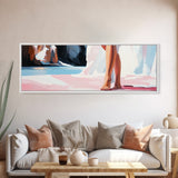 Barefoot Woman, Flowing Pink Dress, Water Reflection, Canvas Print, Feminine Wall Art, Elegant Bedroom Decor, Soft Pastel Aesthetic