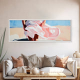 Flowing Dress, Windy Beach, Coastal Summer Art, Framed Canvas Print, Minimalist Boho Decor, Ocean Wall Artwork, Seaside Aesthetic