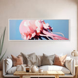 Pink Jellyfish, Ocean Life Art, Coastal Wall Decor, Underwater Aesthetic, Dreamy Sea Creatures, Modern Beach Home, Framed Canvas Print