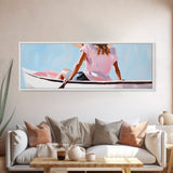 Relaxing Kayak, Pastel Colors, Coastal Wall Decor, Living Room Art, Boho Beach Vibes, Modern Seascape, Canvas Print, Serene Waterscape