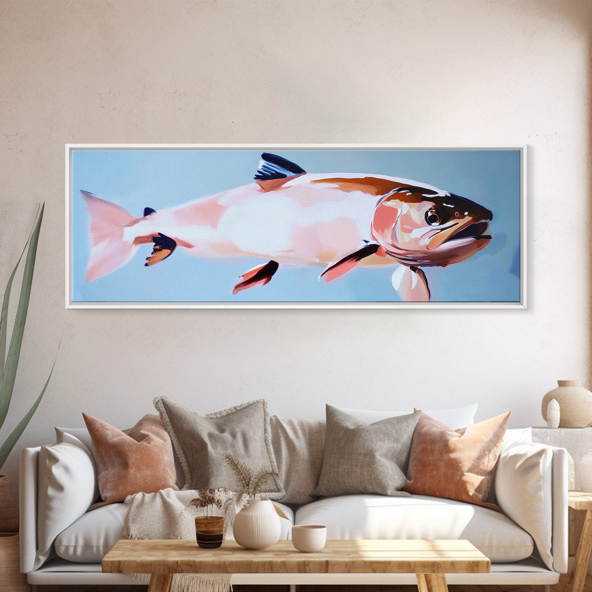 Vibrant Fish, Abstract Art, Ocean Lover Decor, Modern Coastal Home, Colorful Wall Art, Canvas Print, Unique Nautical Aesthetic