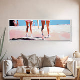 Walking On Sand, Beach Art, Summer Aesthetic, Coastal Canvas Print, Living Room Wall Art, Minimalist Art, Pastel Home Decor