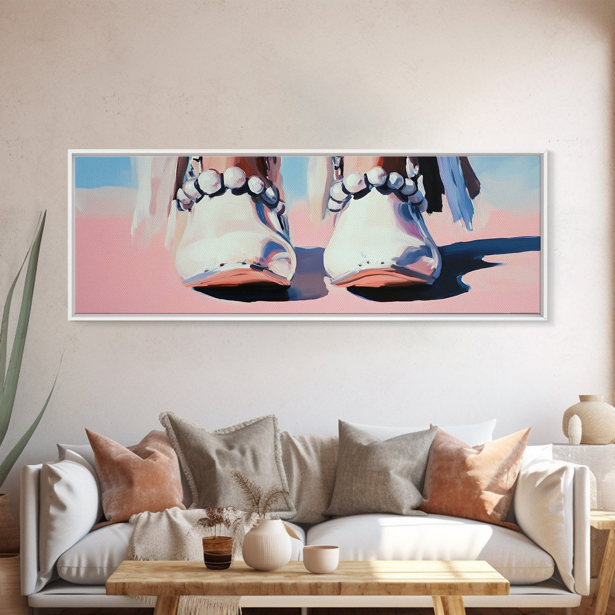 Bohemian Sandals, Chic Summer, Beach Vibes, Fashion Canvas Print, Bedroom Wall Art, Coastal Aesthetic, Trendy Boho Decor