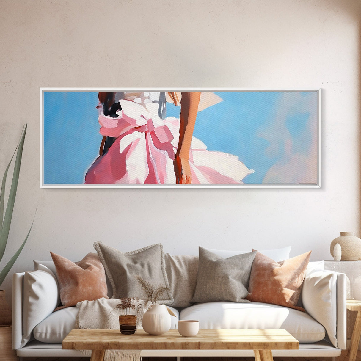 Feminine Elegance, Pink Dress, Chic Fashion Art, Canvas Print, Glamorous Wall Art, Modern Bedroom Decor, Romantic Soft Pastels