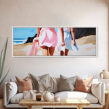Women, Beach, Friendship, Canvas Print, Feminine Wall Art, Coastal Aesthetic, Summer Decor, Minimalist Art, Bedroom or Living Room Decor