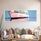 Nautical Boat Art, Ocean Sailing Painting, Coastal Framed Canvas Print, Minimalist Wall Decor, Blue Seascape Artwork, Beach House Style