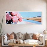 Pink Peony Art, Floral Abstract Painting, Feminine Wall Decor, Elegant Framed Canvas Print, Modern Minimalist Home, Soft Botanical Design