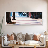 Serene Forest Path, Autumn Trees, Landscape Painting, Framed Canvas Print, Rustic Wall Art, Cozy Home Decor, Entryway Artwork, Nature