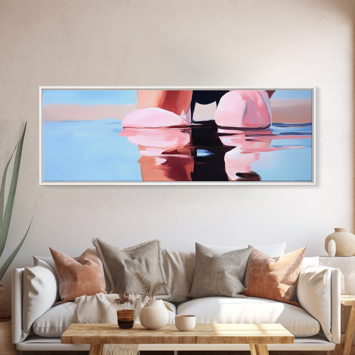 Reflection Water, Abstract Art, Minimalist Beach Art, Canvas Print, Soft Pastel Ocean Scene, Modern Home Decor, Coastal Living Aesthetic