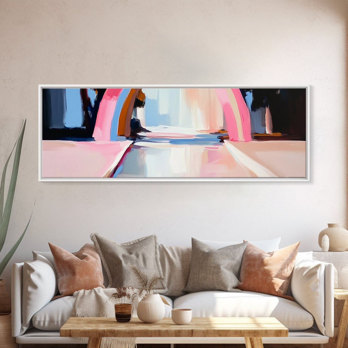 Abstract Rainbow Arch, Modern Colorful Art, Vibrant Wall Decor, Playful Aesthetic, Statement Piece, Kids Room Art, Framed Canvas Print