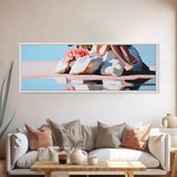 Beach Blossom Scene, Floral Coastal Art, Pastel Summer Vibes, Nature Wall Decor, Soft Aesthetic, Canvas Print, Bedroom Wall Art