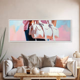 Pink Handbag, Fashion Wall Art, Feminine Aesthetic, Chic Decor, Framed Canvas Print, Modern Bedroom Art, Minimalist Artwork