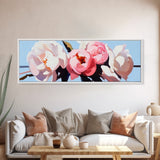 Floral Peonies, Botanical Art, Pastel Flower Painting, Romantic Wall Decor, Minimalist Nature Print, Bedroom Art, Framed Canvas Print