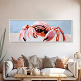 Pink Crab, Coastal Art, Beach House Decor, Nautical Wall Art, Ocean Theme, Framed Canvas Print, Living Room Wall Art, Modern Beach Art