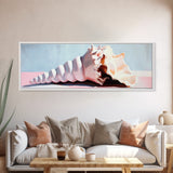 Seashell, Coastal Decor, Ocean Art, Beach House Aesthetic, Nautical Wall Art, Framed Canvas Print, Bathroom Wall Art, Sea Shell Painting