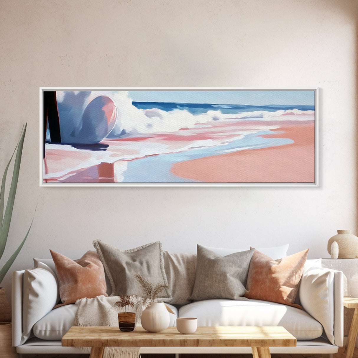 Ocean Waves, Surf Art, Coastal Horizon, Serene Beach Scene, Nautical Theme, Framed Canvas Print, Living Room Wall Art, Beach Decor