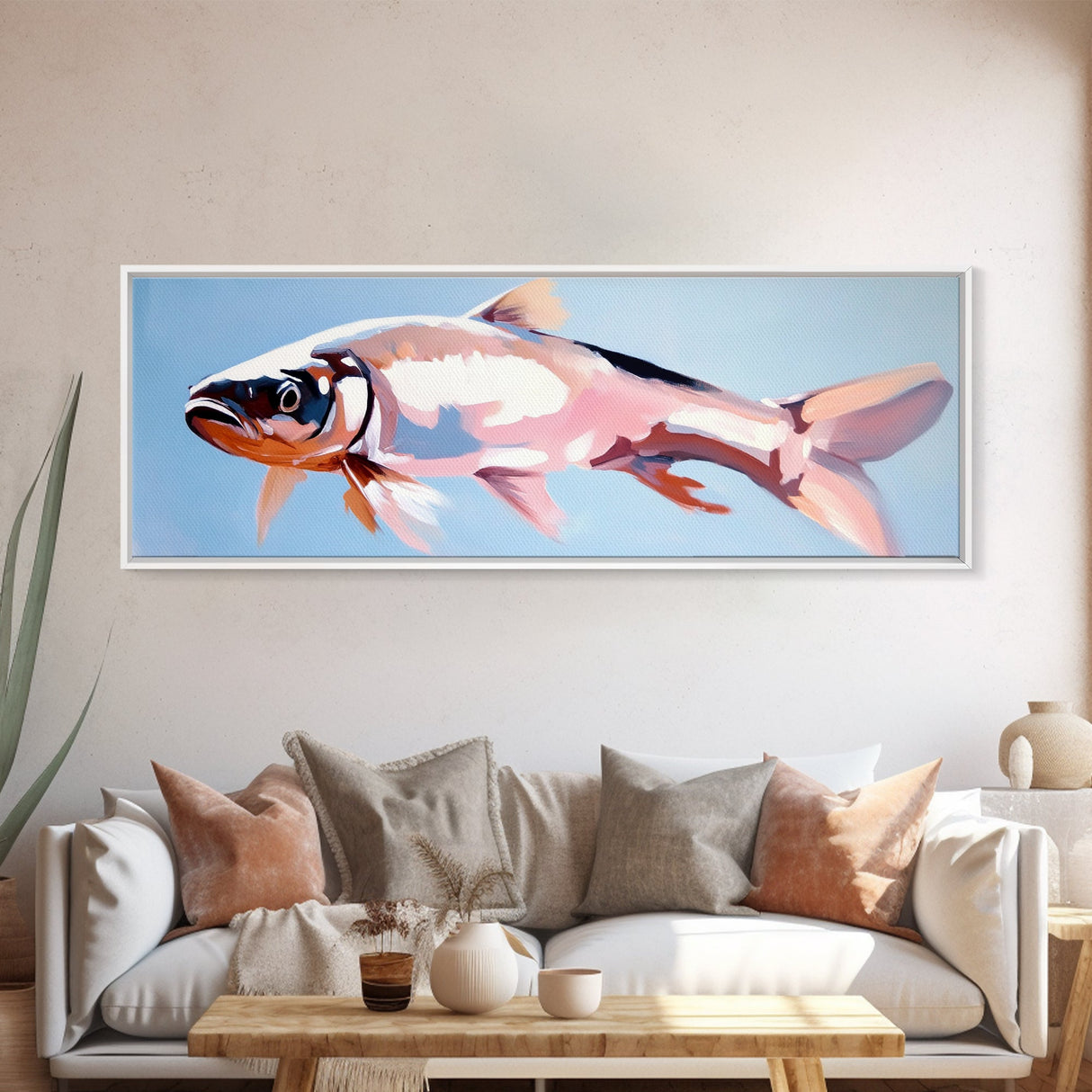 Fish, Ocean Wildlife, Coastal Art, Framed Canvas Print, Nautical Wall Art, Minimalist Decor, Beach House Art, Dining Room Art
