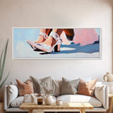 Heels, Fashion Art, Elegant Winter, Canvas Print, Feminine Aesthetic, Stylish Wall Art, Pastel Decor, Modern Bedroom Art