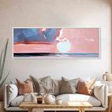Sunset Glow, Ocean Horizon, Beach Scene, Modern Coastal, Framed Canvas Print, Minimalist Wall Art, Living Room Decor, Gift Idea