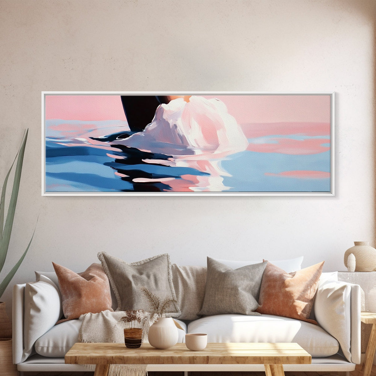 Ocean Waves, Sunset Beauty, Tranquil Seascape, Beach House, Framed Canvas Print, Coastal Art, Living Room Decor, Summer Vibes