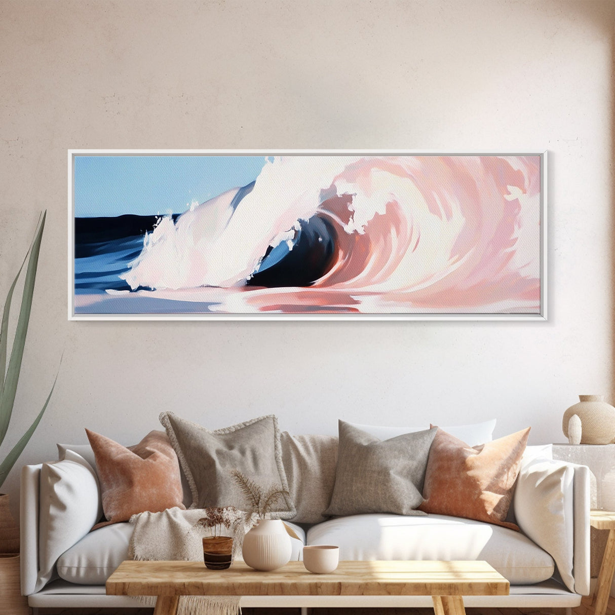 Wave Curl, Ocean Power, Surfer's Dream, Coastal Energy, Framed Canvas Print, Beach House Decor, Modern Wall Art, Sea Lover Gift