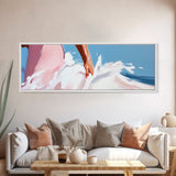 Surfer Wave Art, Coastal Water Print, Abstract Beach Painting, Modern Ocean Aesthetic, Large Canvas Print, Living Room Wall Decor