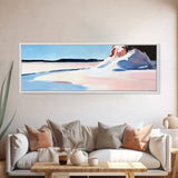 Winter Landscape Print, Snowy Mountain Scene, Nature Painting, Soft Blue Art, Large Canvas Print, Minimalist Home Decor, Office Wall Art