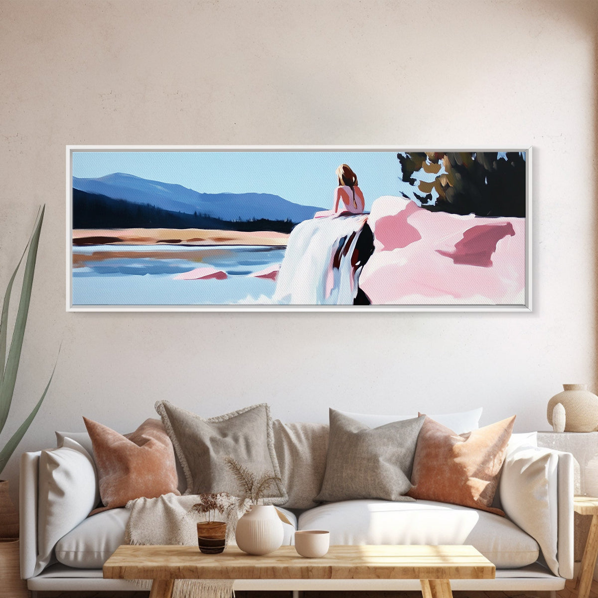 Waterfall Escape, Mountain View, Nature Serenity, Framed Canvas Print, Bedroom Wall Art, Outdoor Adventure Decor, Modern Landscape