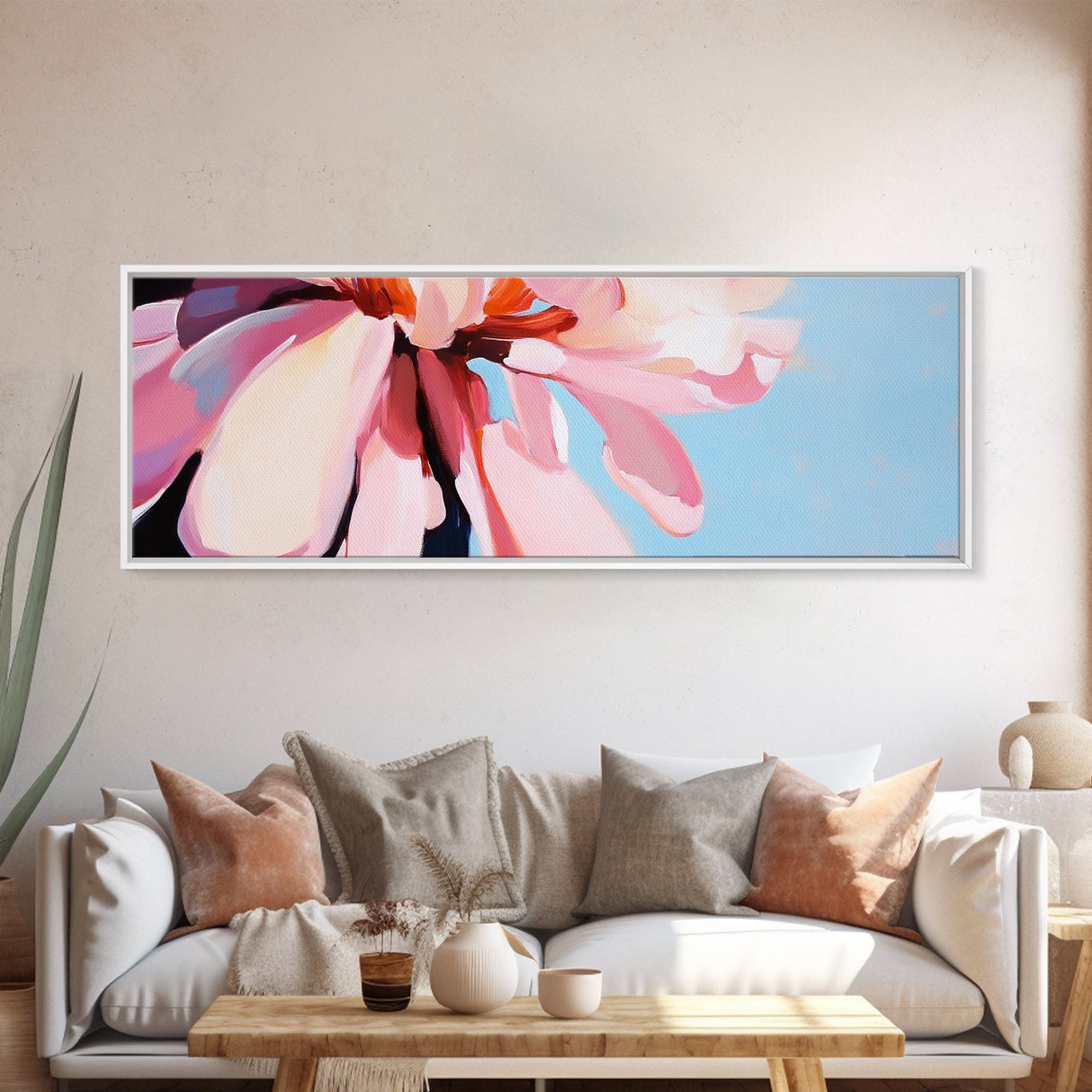 Pink Blossom, Floral Wall Art, Spring Bloom, Bedroom Decor, Pastel Aesthetic, Botanical Print, Framed Canvas Print, Modern Home Decor
