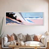 Ocean Breeze, Cliffside Waves, Coastal Landscape, Living Room Art, Nautical Decor, Minimalist Aesthetic, Framed Canvas Print, Blue Hues
