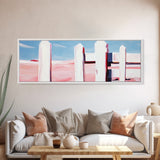 White Fence, Pastel Horizon, Modern Country Art, Minimalist Home Decor, Canvas Print, Farmhouse Wall Art, Soft Neutral Tones, Elegant Art