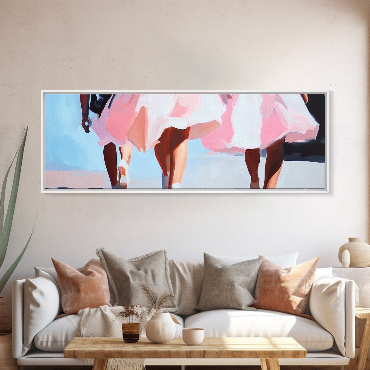 Pink Dresses, Ballet Art, Modern Feminine Decor, Canvas Print, Elegant Wall Art, Chic Minimalist Art, Aesthetic Bedroom Wall Art