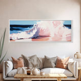 Ocean Wave, Coastal Splash, Beach House Wall Art, Framed Canvas Print, Serene Seascape, Blue Aesthetic, Nautical Home Decor