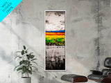 Barbed Wire, Rustic Fence, Vibrant Landscape, Framed Canvas Print, Farmhouse Wall Art, Western Decor, Country Home, Living Room Art