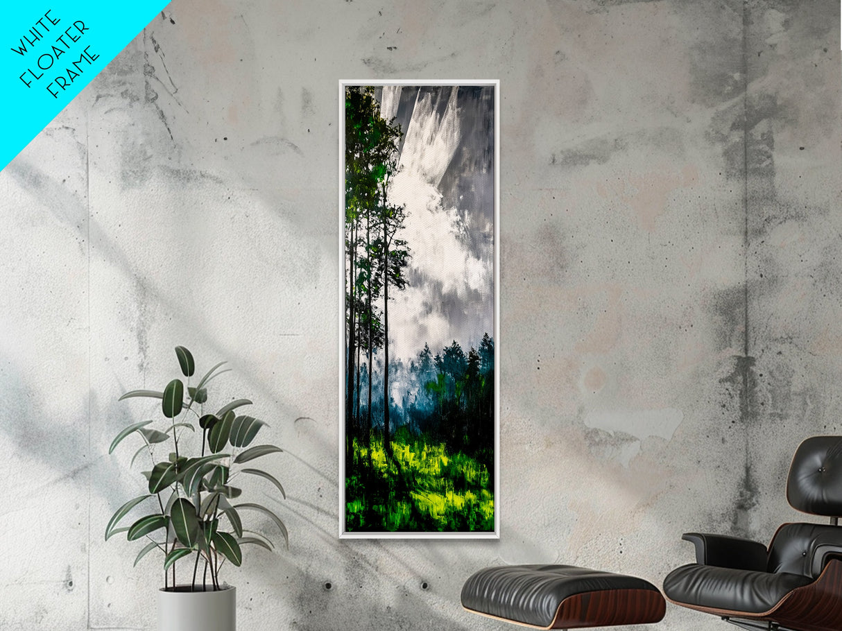 Misty Forest, Green Meadow, Sun Rays, Canvas Print, Nature Wall Art, Modern Landscape, Serene Decor, Living Room Art, Tranquil Home Decor