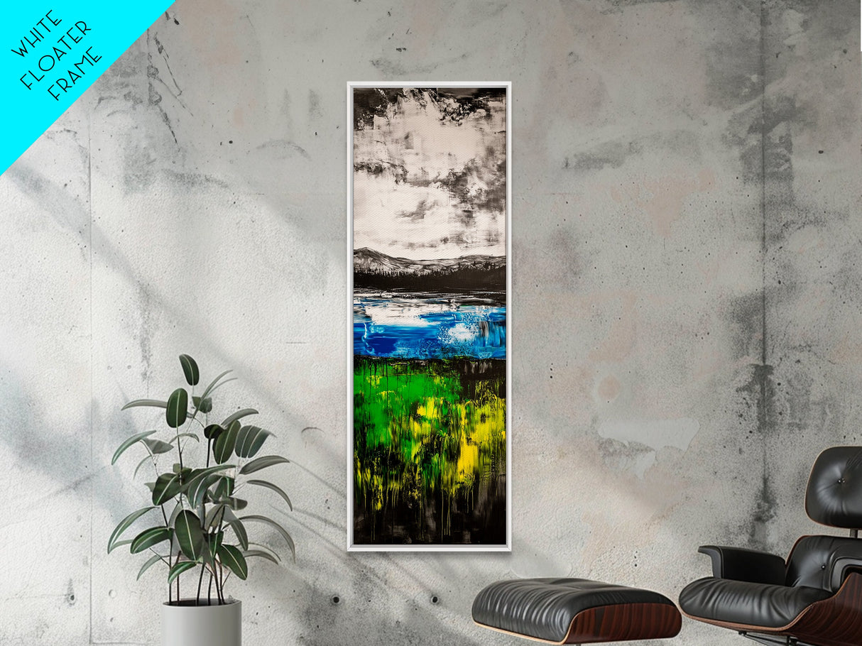 Mountain Reflections, Blue Green Abstract, Scenic Nature Art, Bold Landscape, Modern Home Aesthetic, Office Wall Decor, Canvas Print