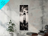 Lighthouse Silhouette, Coastal Wall Art, Nautical Decor, Canvas Print, Black and White Art, Seaside Home Decor, Minimalist Ocean Scene