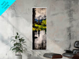 Mountain Reflection, Alpine Lake, Canvas Print, Wilderness Landscape, Cabin Wall Art, Nature Decor, Black and White Art, Living Room Art
