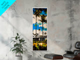Modern Tropical Home Painting, Palm Trees Wall Art, Coastal Beach House Decor, Vibrant Blue and Green Art, Summer Wall Art, Canvas Print