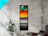 Vibrant Sunset Art, Mountain Landscape Print, Colorful Sky Painting, Modern Nature Decor, Home Wall Art, Large Canvas Print