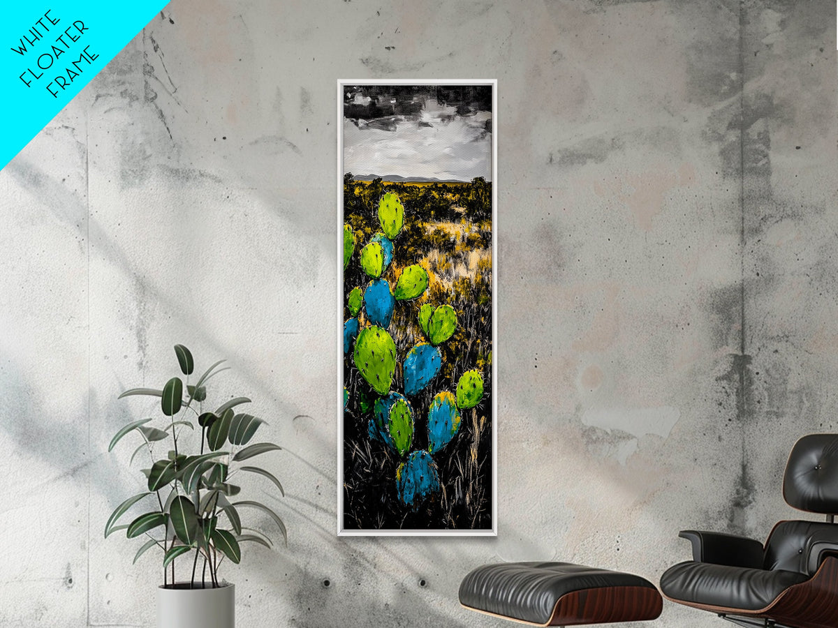 Cactus Art, Desert Landscape, Southwestern Decor, Bold Colors, Framed Canvas Print, Boho Wall Art, Nature Inspired, Vibrant Earthy Art