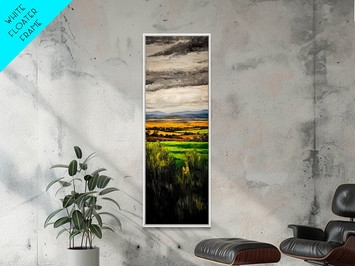 Rolling Fields, Golden Hills, Autumn Landscape, Rustic Home Decor, Living Room Art, Framed Canvas Print, Nature Wall Art