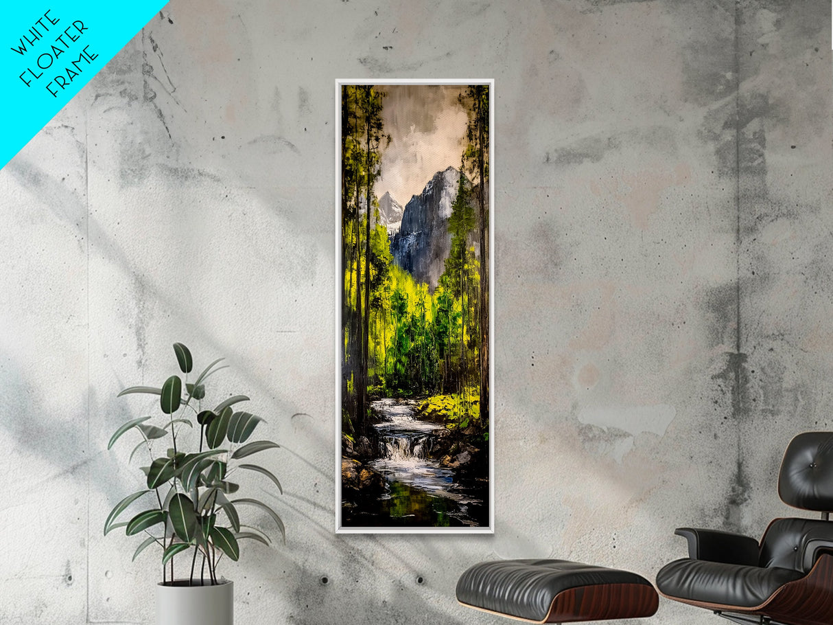 Mountain Escape, Waterfall Art, Forest Landscape, Framed Canvas Print, Nature Wall Art, Rustic Home Decor, Lodge Wall Art