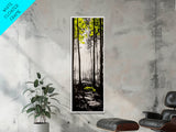 Misty Forest, Yellow Leaves, Autumn Woods, Framed Canvas Print, Nature Wall Art, Modern Home Decor, Minimalist Landscape, Fall Art