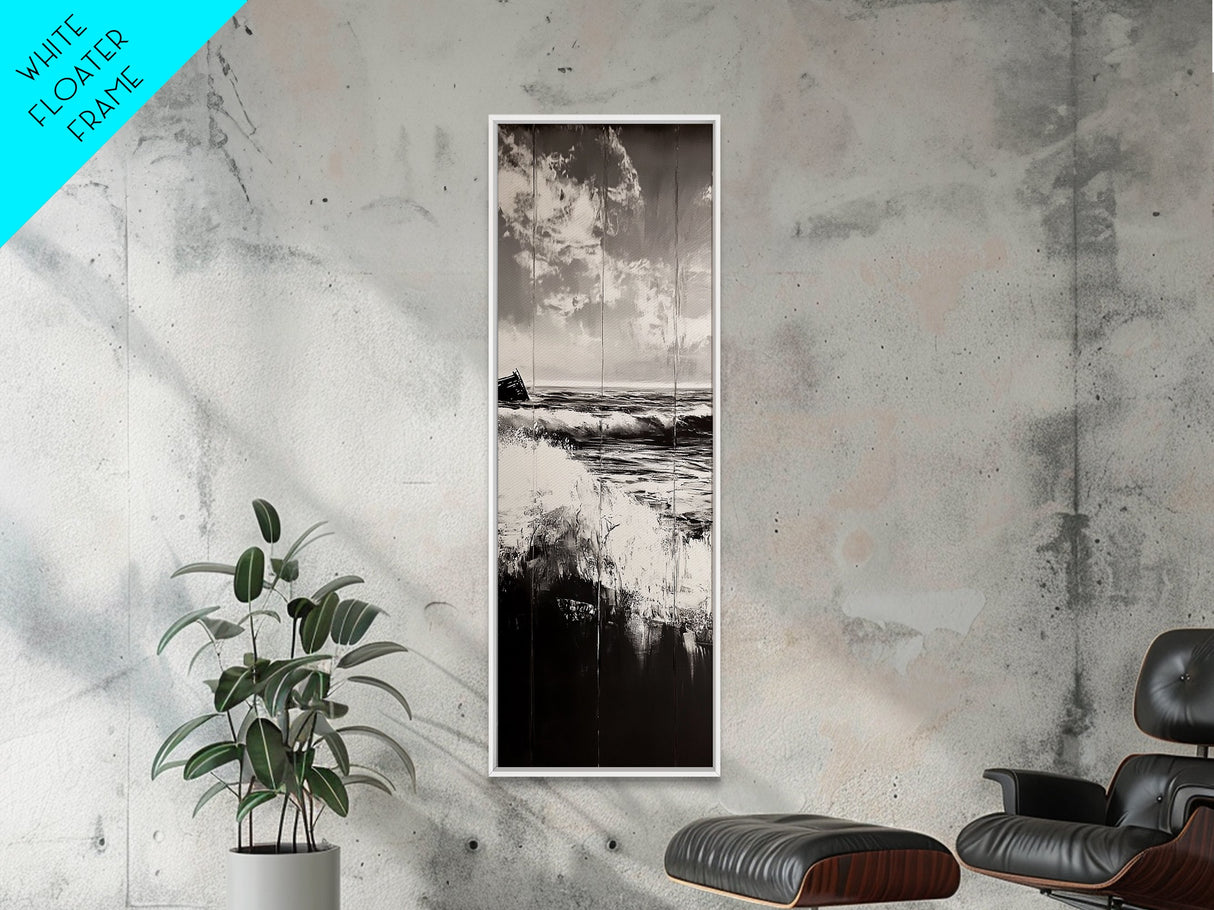 Twilight Shore, Coastal Serenity, Abstract Art, Canvas Print, Tranquil Ocean Scene, Living Room Decor, Deep Blue Tones, Peaceful Artwork